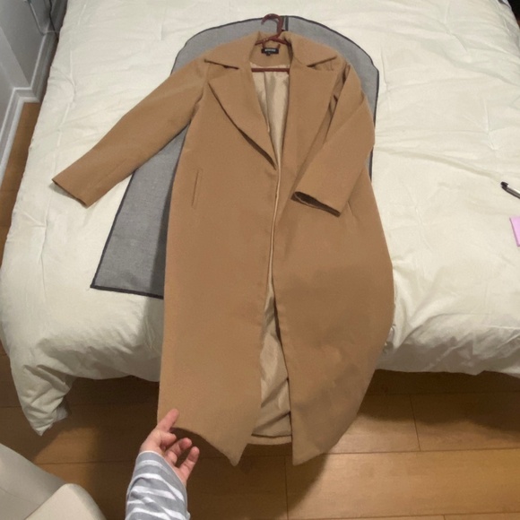Missguided camel long coat Size 6 US - Picture 3 of 10